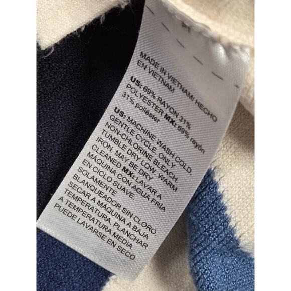 Chico's Navy Blue Cream Colorblock Dolman Pullover Sweater Size 2 - Large - Picture 3 of 4